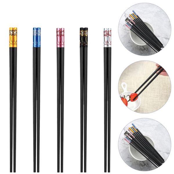 chopsticks 5 pairs reusable cusp alloy set for home (assorted color) 
chopsticks 5 pairs reusable cusp alloy set for home (assorted color)