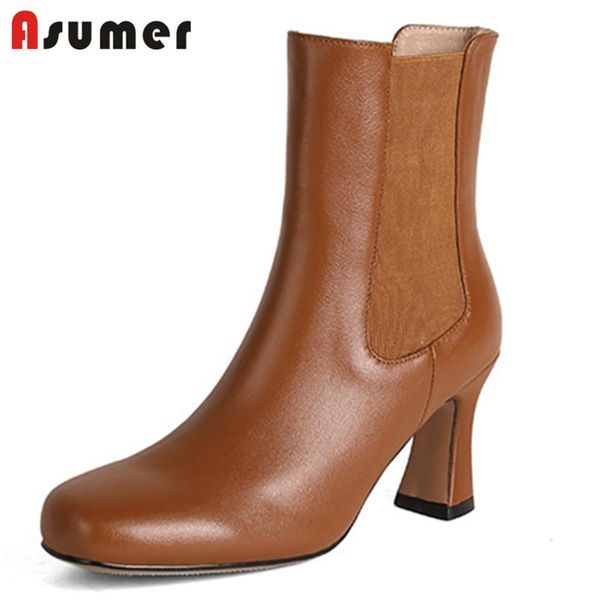 boots asumer 2021 full genuine leather shoes women ankle round toe stretch slip on autumn winter high heels lady, Black
boots asumer 2021 full genuine leather shoes women ankle round toe stretch slip on autumn winter high heels lady, Black