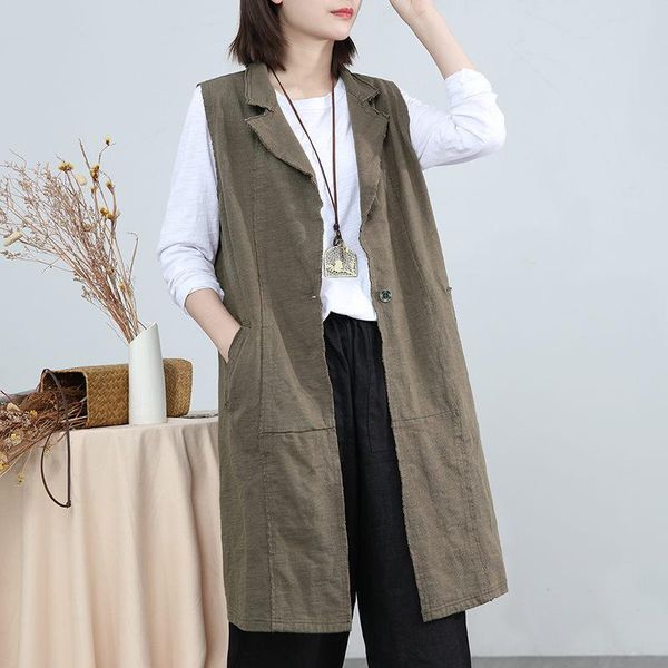 women's vests literary and versatile loose slub cotton large size long waistcoat sleeveless trench coat casual suit collar vest k269, Black;white
women's vests literary and versatile loose slub cotton large size long waistcoat sleeveless trench coat casual suit collar vest k269, Black;white