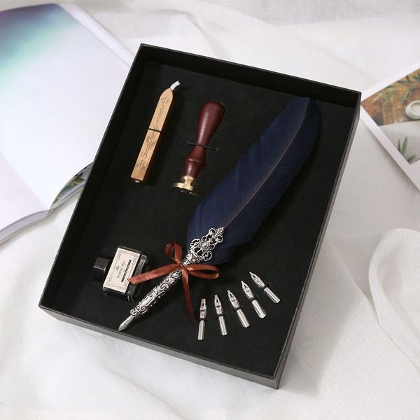 european and american retro feather gift pen set natural high-grade metal stationery fountain pens
european and american retro feather gift pen set natural high-grade metal stationery fountain pens