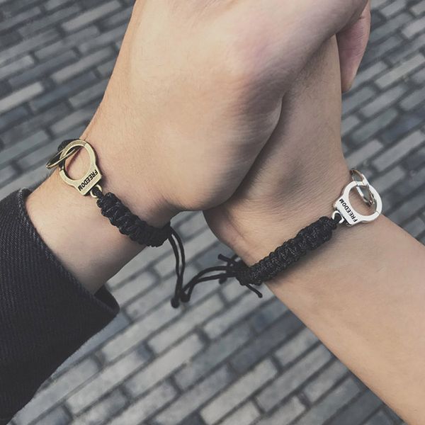 charm paired bracelets handmade adjustable handcuffs link bracelet for men women couple valentine's day jewelry gift, Black
charm paired bracelets handmade adjustable handcuffs link bracelet for men women couple valentine's day jewelry gift, Black