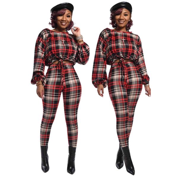 women's casual suit new plaid printing long sve round neck autumn and winter large two-piece set, Gray
women's casual suit new plaid printing long sve round neck autumn and winter large two-piece set, Gray