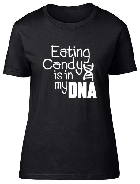 eating candy is in my dna funny halloween womens ladies fitted t shirt tee, White;black
eating candy is in my dna funny halloween womens ladies fitted t shirt tee, White;black