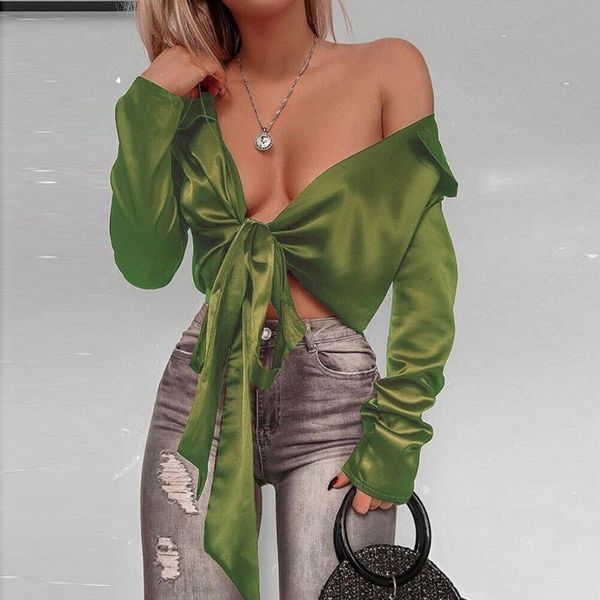 women's blouses & shirts women girls satin lace blouse short deep v neck slim crop cropped long sleeve, White
women's blouses & shirts women girls satin lace blouse short deep v neck slim crop cropped long sleeve, White