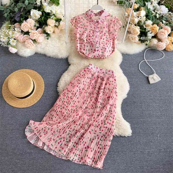 summer women's suit printed pleated skirt two-piece ladies sleeveless shirt + mid-length gx035 210507, White
summer women's suit printed pleated skirt two-piece ladies sleeveless shirt + mid-length gx035 210507, White