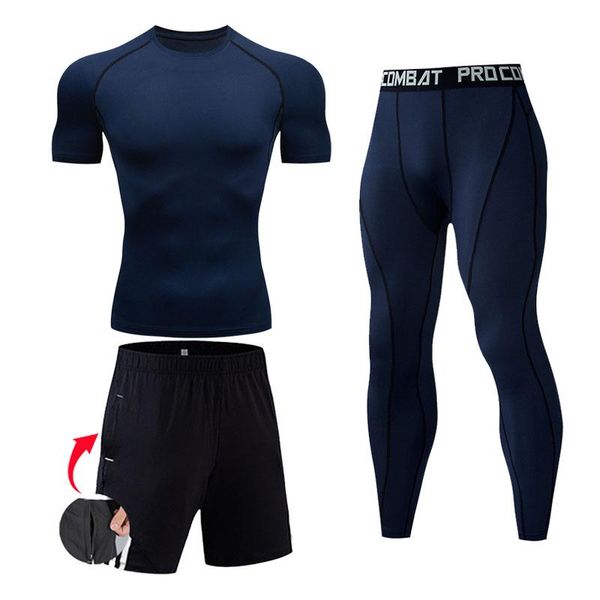 running sets summer men's suit gym t-shirt short training pants jogging compression fitness leggings quick dry tights 3 pc sport, Black;blue
running sets summer men's suit gym t-shirt short training pants jogging compression fitness leggings quick dry tights 3 pc sport, Black;blue