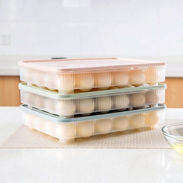 grids kitchen egg storage containers stackable refrigerator preservation box with cover bottles & jars
