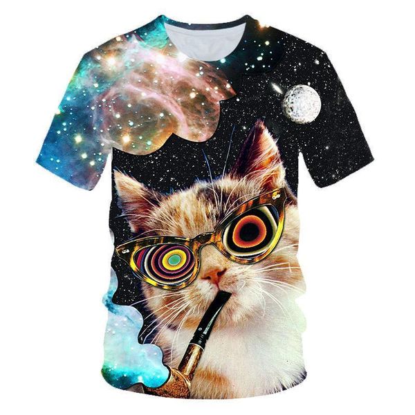 women's t-shirt summer 2021 children's men's and cat smoking print short sleeve round neck, White
women's t-shirt summer 2021 children's men's and cat smoking print short sleeve round neck, White