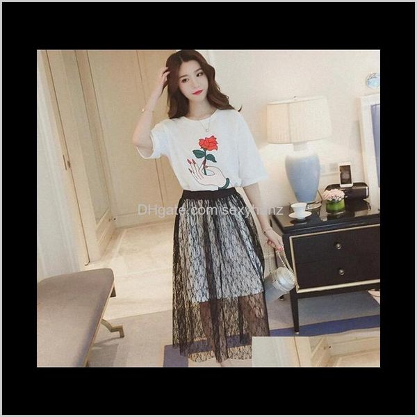 dress two piece sets womens apparel drop delivery 2021 floral print t-shirt mesh solid skirt o neck short sleeve t shirt women set clothing, White
dress two piece sets womens apparel drop delivery 2021 floral print t-shirt mesh solid skirt o neck short sleeve t shirt women set clothing, White