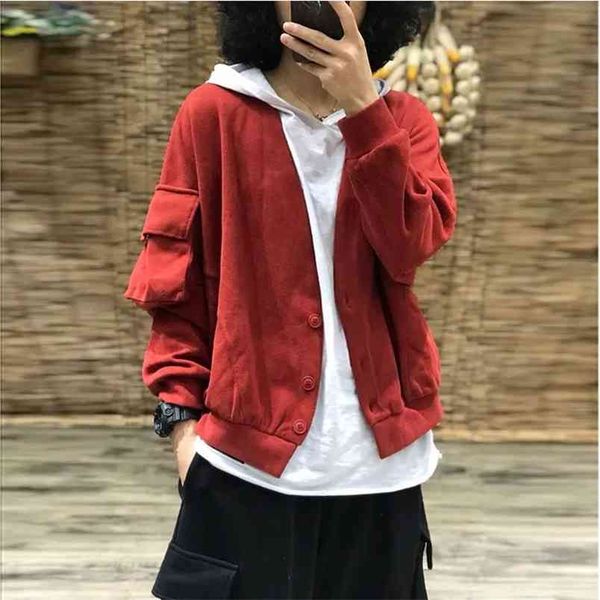 autumn arts style women long sleeve v-neck loose short coat single breasted big pocket cotton casual jackets m690 210512, Black;brown
autumn arts style women long sleeve v-neck loose short coat single breasted big pocket cotton casual jackets m690 210512, Black;brown