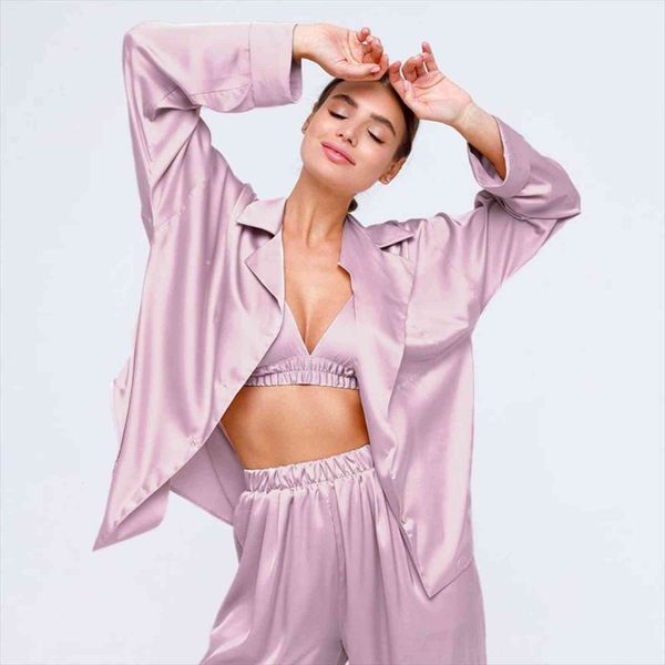solid loose pajamas satin turndown womens sleepwears collar long sleeve pocket 2 piece set pants homewear silk women sleepwear suits, Black;red
solid loose pajamas satin turndown womens sleepwears collar long sleeve pocket 2 piece set pants homewear silk women sleepwear suits, Black;red