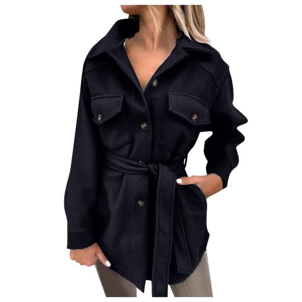 women's wool & blends women elegant coat button down single breasted mid-long trench with belt outwear autumn winter chic outerwear, Black
women's wool & blends women elegant coat button down single breasted mid-long trench with belt outwear autumn winter chic outerwear, Black