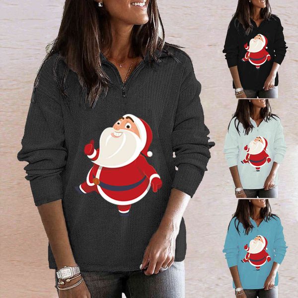 trendy iadies' sweaters santa print casual zipper collar loose women's sweaterhoodies, Black
trendy iadies' sweaters santa print casual zipper collar loose women's sweaterhoodies, Black