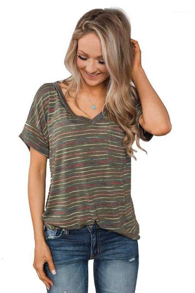 women's t-shirt female womens girl clothing deep v-neck striped printed short sleeve summer designer shir r3uv, White
women's t-shirt female womens girl clothing deep v-neck striped printed short sleeve summer designer shir r3uv, White