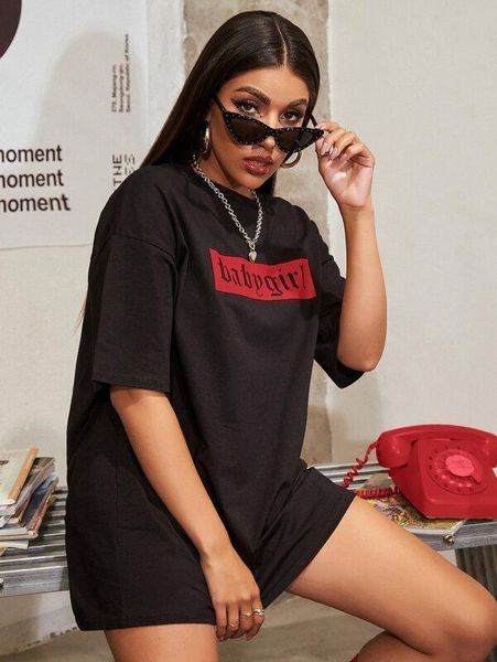 women's t-shirt fashion letter print graphic t-shirts stylish short sleeve round neck oversized long basic tees streetwear summer, White
women's t-shirt fashion letter print graphic t-shirts stylish short sleeve round neck oversized long basic tees streetwear summer, White