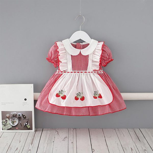 summer baby girls red plaid lolita dress children's short sleeve cotton comfortable and breathable sweet princess girl's dresses, Red;yellow
summer baby girls red plaid lolita dress children's short sleeve cotton comfortable and breathable sweet princess girl's dresses, Red;yellow