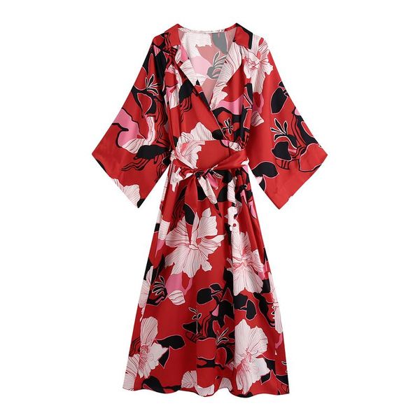 casual dresses ladies with belt floral print midi dress vintage v-neck three quarter sleeves women's clothing covered buttons, Black;gray
casual dresses ladies with belt floral print midi dress vintage v-neck three quarter sleeves women's clothing covered buttons, Black;gray