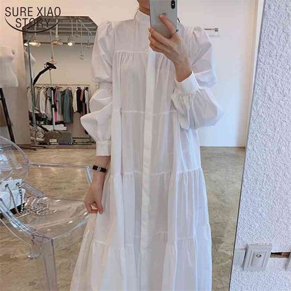 single-breasted vestidos stand collar long sleeve solid white dress women a line vintage dresses korean style arrival 14390 210510, Black;gray
single-breasted vestidos stand collar long sleeve solid white dress women a line vintage dresses korean style arrival 14390 210510, Black;gray