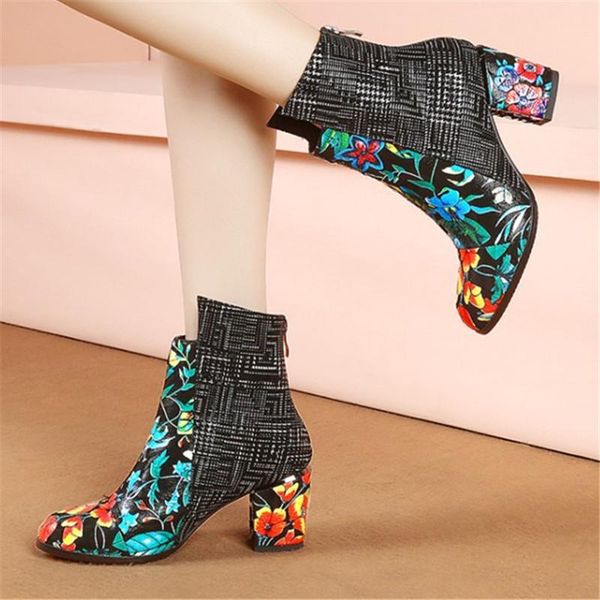 boots autumn winter casual flowers women's ankle genuine leather female heel back zipper ladies shoes, Black
boots autumn winter casual flowers women's ankle genuine leather female heel back zipper ladies shoes, Black