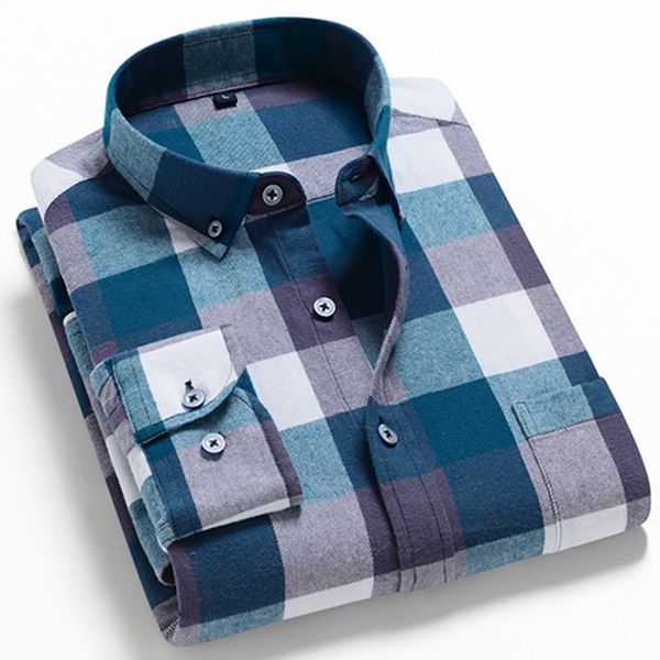 men flannel plaid shirt 100% cotton spring autumn casual long sleeve shirt soft comfort slim fit styles brand man clothes 210410, White;black
men flannel plaid shirt 100% cotton spring autumn casual long sleeve shirt soft comfort slim fit styles brand man clothes 210410, White;black