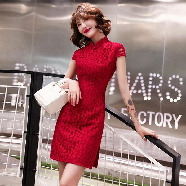 ethnic clothing flower appliques cheongsam lace mandarin collar chinese qipao burgundy sheath formal party dress gown high split vestid, Red
ethnic clothing flower appliques cheongsam lace mandarin collar chinese qipao burgundy sheath formal party dress gown high split vestid, Red