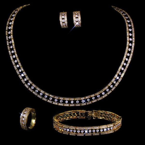 earrings & necklace women wedding jewelry sets with cubic zircon 4pcs ( + bracelet ring) ent, Silver
earrings & necklace women wedding jewelry sets with cubic zircon 4pcs ( + bracelet ring) ent, Silver