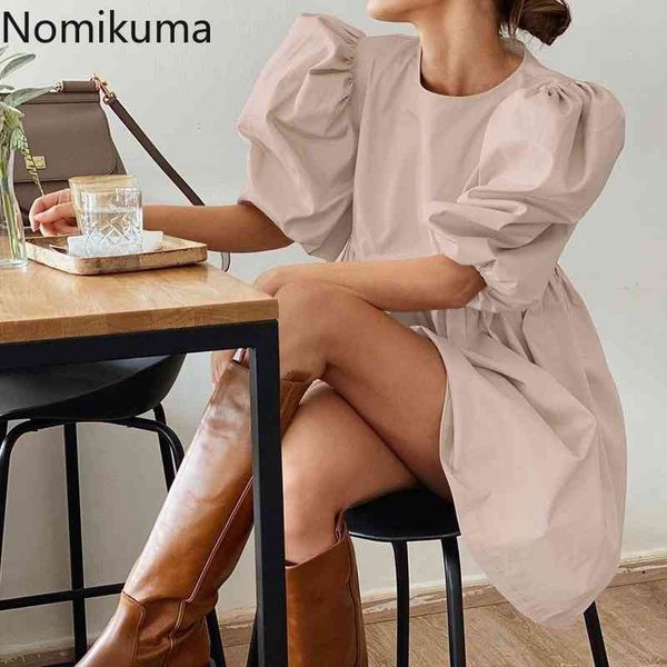 nomikuma robe femme summer temperament dress women puff sleeve o neck cotton loose dresses solid color vestidos mujer 210514, Black;gray
nomikuma robe femme summer temperament dress women puff sleeve o neck cotton loose dresses solid color vestidos mujer 210514, Black;gray