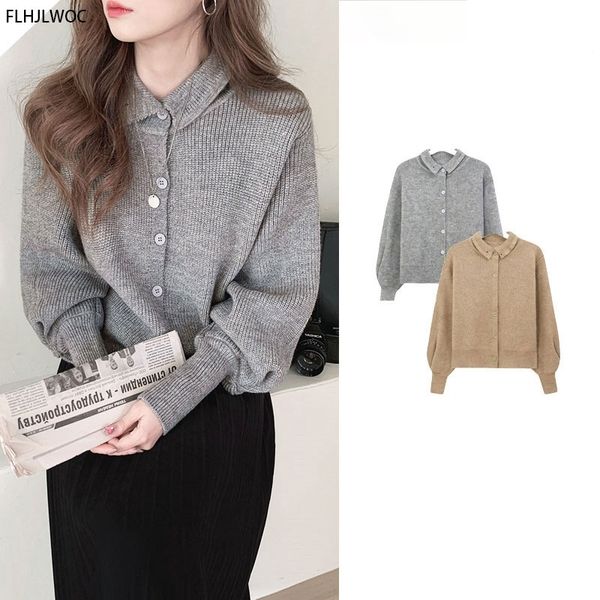 women's sweaters year date girl women winter spring lantern sleeve casual preppy style single breasted button gray knit sweater co, White;black
women's sweaters year date girl women winter spring lantern sleeve casual preppy style single breasted button gray knit sweater co, White;black