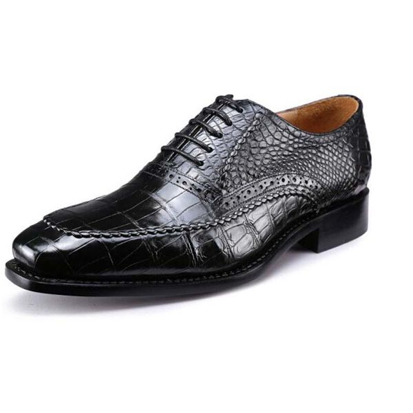 dress shoes yinshang crocodile leather men fashion lace-up business formal pointed manual, Black
dress shoes yinshang crocodile leather men fashion lace-up business formal pointed manual, Black