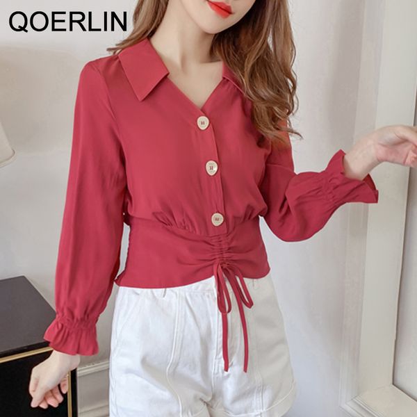 qoerlin flare sleeve v neck single breasted elastic waist shirts plus size summer streetwear cropped blusa feminine 210416, White
qoerlin flare sleeve v neck single breasted elastic waist shirts plus size summer streetwear cropped blusa feminine 210416, White