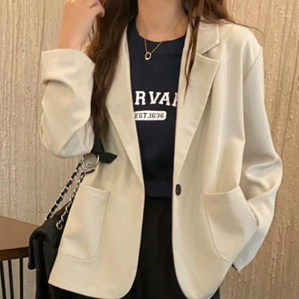 women's suits & blazers women jacket autumn 2021 korean fashion simple temperament lapel one button casual suit jackets, White;black
women's suits & blazers women jacket autumn 2021 korean fashion simple temperament lapel one button casual suit jackets, White;black