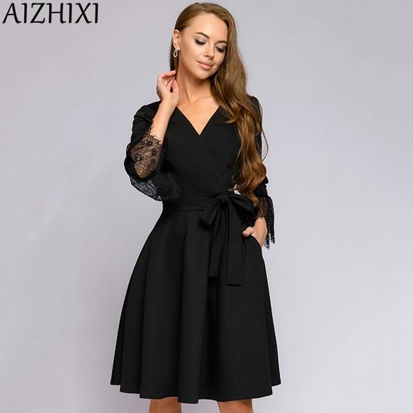 casual dresses aizhixi 2021 autumn lace stitching flare sleeve v neck dress women elegant wrist sleeves sashes pockets mini for office, Black;gray
casual dresses aizhixi 2021 autumn lace stitching flare sleeve v neck dress women elegant wrist sleeves sashes pockets mini for office, Black;gray