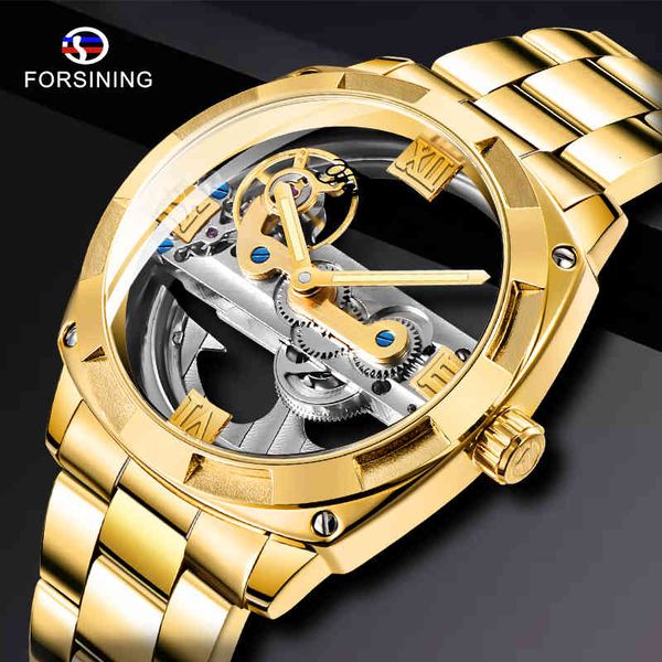 refining transparent gold mechanical clock gentlemen steampunk skeleton automatic gear even wind steel band montre, Slivery;brown
refining transparent gold mechanical clock gentlemen steampunk skeleton automatic gear even wind steel band montre, Slivery;brown