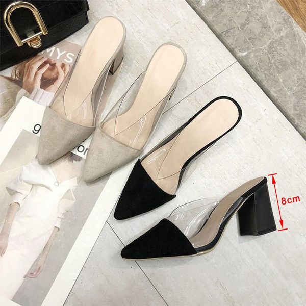 slippers women concise shoes pointed toe transparent ladies sandals square high heels casual female summer shallow fashion 2021, Black
slippers women concise shoes pointed toe transparent ladies sandals square high heels casual female summer shallow fashion 2021, Black
