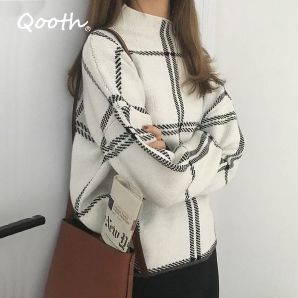 qooth ins winter women's pullovers sweater fashion plaid turtleneck loose knit full sleeve korean casual qt284 210518, White;black
qooth ins winter women's pullovers sweater fashion plaid turtleneck loose knit full sleeve korean casual qt284 210518, White;black