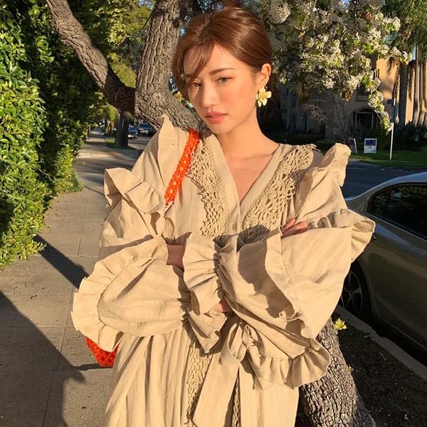lace patchwork women maxi vintage long dress 2021 spring summer fashion holiday dresses chic korean a line vestidos casual, Black;gray
lace patchwork women maxi vintage long dress 2021 spring summer fashion holiday dresses chic korean a line vestidos casual, Black;gray