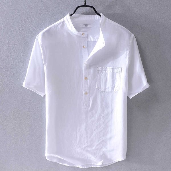 women's t-shirt dos do algodo e linho-camisa manga curta camisa pequena gola solta tendncia masculina marca moda camisas de vero homens, White
women's t-shirt dos do algodo e linho-camisa manga curta camisa pequena gola solta tendncia masculina marca moda camisas de vero homens, White