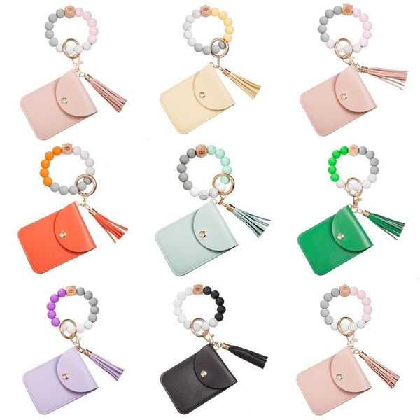 keychains silicone bead keychain 2021 fashion wood beads pu leather tassel cardbag bracelet wristlet for women girls gift, Silver
keychains silicone bead keychain 2021 fashion wood beads pu leather tassel cardbag bracelet wristlet for women girls gift, Silver