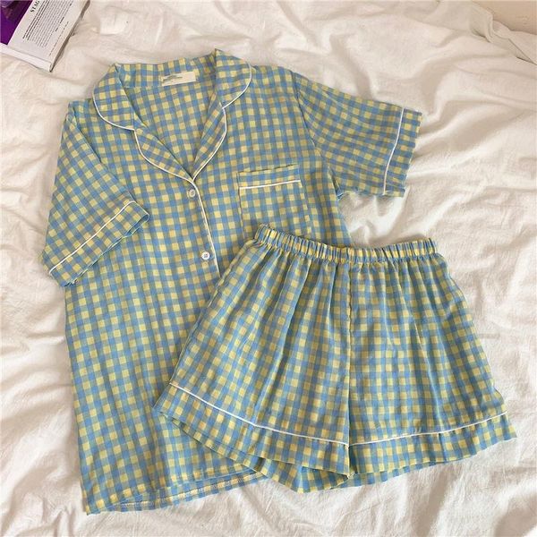 women's sleepwear korean version pajamas female summer plaid student cute short sleeve shorts can wear two-piece suit home clothes, Black;red
women's sleepwear korean version pajamas female summer plaid student cute short sleeve shorts can wear two-piece suit home clothes, Black;red
