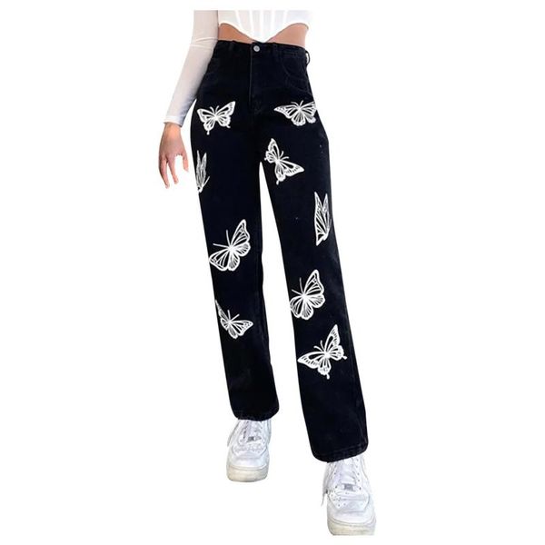 women's fashion pants butterfly print denim trousers wide leg high-rise slim straight-leg jeans casual pantalon with pocket#lr2, Blue
women's fashion pants butterfly print denim trousers wide leg high-rise slim straight-leg jeans casual pantalon with pocket#lr2, Blue