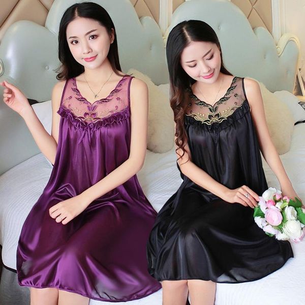 casual dresses ladies suspender nightdress ice silk summer pajamas dress, Black;gray
casual dresses ladies suspender nightdress ice silk summer pajamas dress, Black;gray