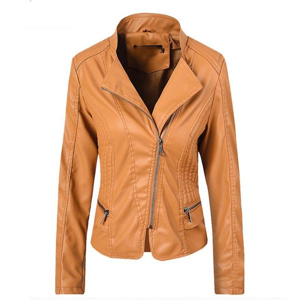 women's leather & faux spring autumn jacket 2021 fashion stand-up collar zipper temperament slim black yellow pink coats n1034
women's leather & faux spring autumn jacket 2021 fashion stand-up collar zipper temperament slim black yellow pink coats n1034