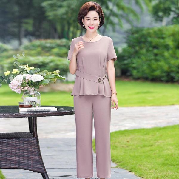 summer women two pieces suit 2021 lady mother's o-neck plus size solid short sleeve shirt and wide leg pants trousers sets women', White
summer women two pieces suit 2021 lady mother's o-neck plus size solid short sleeve shirt and wide leg pants trousers sets women', White