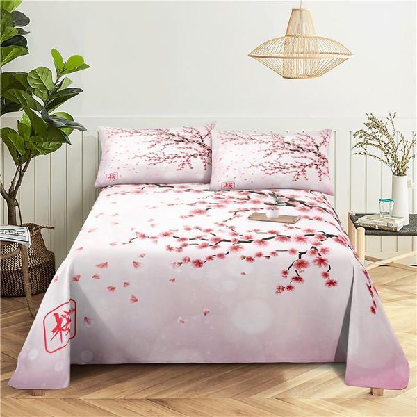 sheets & sets pretty flower bedding sheet home digital printing polyester bed flat with case print