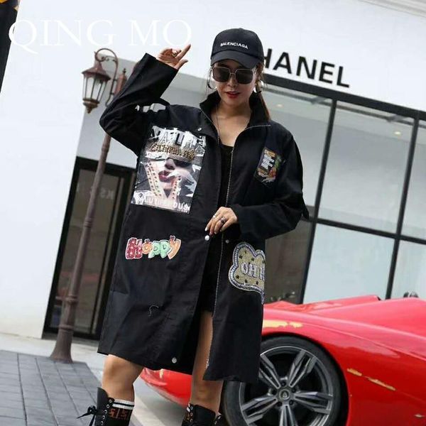 women's trench coats qing mo 2021 autumn leisure loose coat for women product long tide card printing paillette windbreaker fashion gir, Tan;black
women's trench coats qing mo 2021 autumn leisure loose coat for women product long tide card printing paillette windbreaker fashion gir, Tan;black