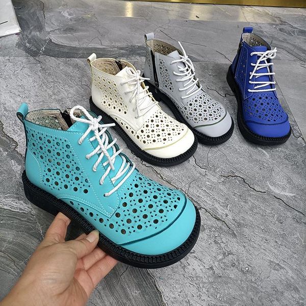 summer fashion flat-heeled soft-soled hollow boots round head lace-up breathable nude women's short, Black
summer fashion flat-heeled soft-soled hollow boots round head lace-up breathable nude women's short, Black