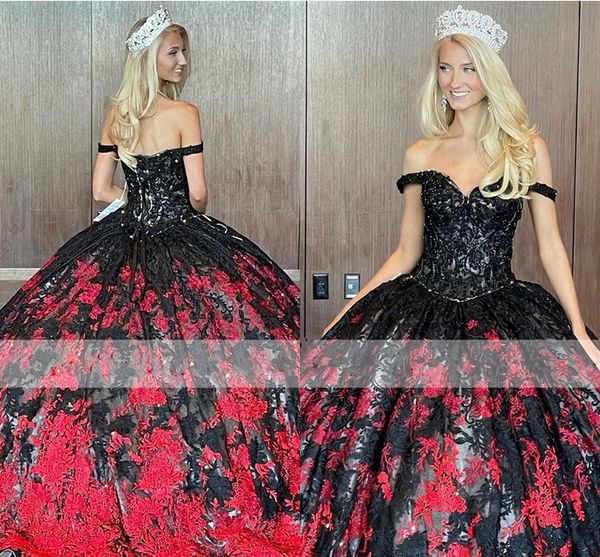 2022 black red lace quinceanera dresses gothic off the shoulder ball gowns masquerade corset back plus size prom sweet 16 dress adult, Blue;red
2022 black red lace quinceanera dresses gothic off the shoulder ball gowns masquerade corset back plus size prom sweet 16 dress adult, Blue;red