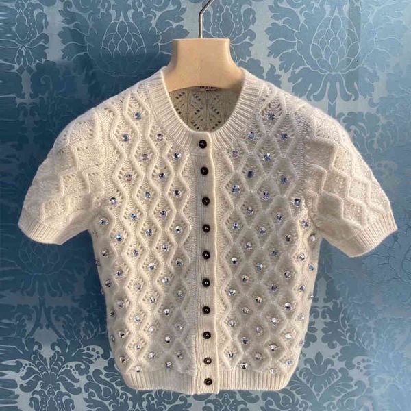 sweaters brand runway women 2021 spring crystal beaded argyle hollow out short sleeve cropped cardigan knit jersey, White;black
sweaters brand runway women 2021 spring crystal beaded argyle hollow out short sleeve cropped cardigan knit jersey, White;black