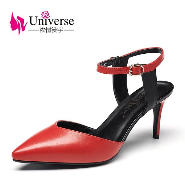 universe white and red genuine leather high heel ladies sandals shoes thin pointed toe women g141, Black
universe white and red genuine leather high heel ladies sandals shoes thin pointed toe women g141, Black