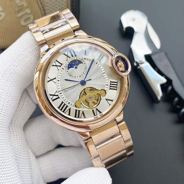 fashion men's watch mechanical movement 42mm stainles watches real leather/stainless strap ca090102 item, Slivery;brown
fashion men's watch mechanical movement 42mm stainles watches real leather/stainless strap ca090102 item, Slivery;brown